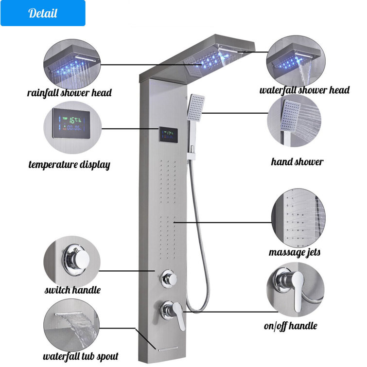 Augusts 44'' Shower Panel with Fixed Shower Head Wayfair Canada